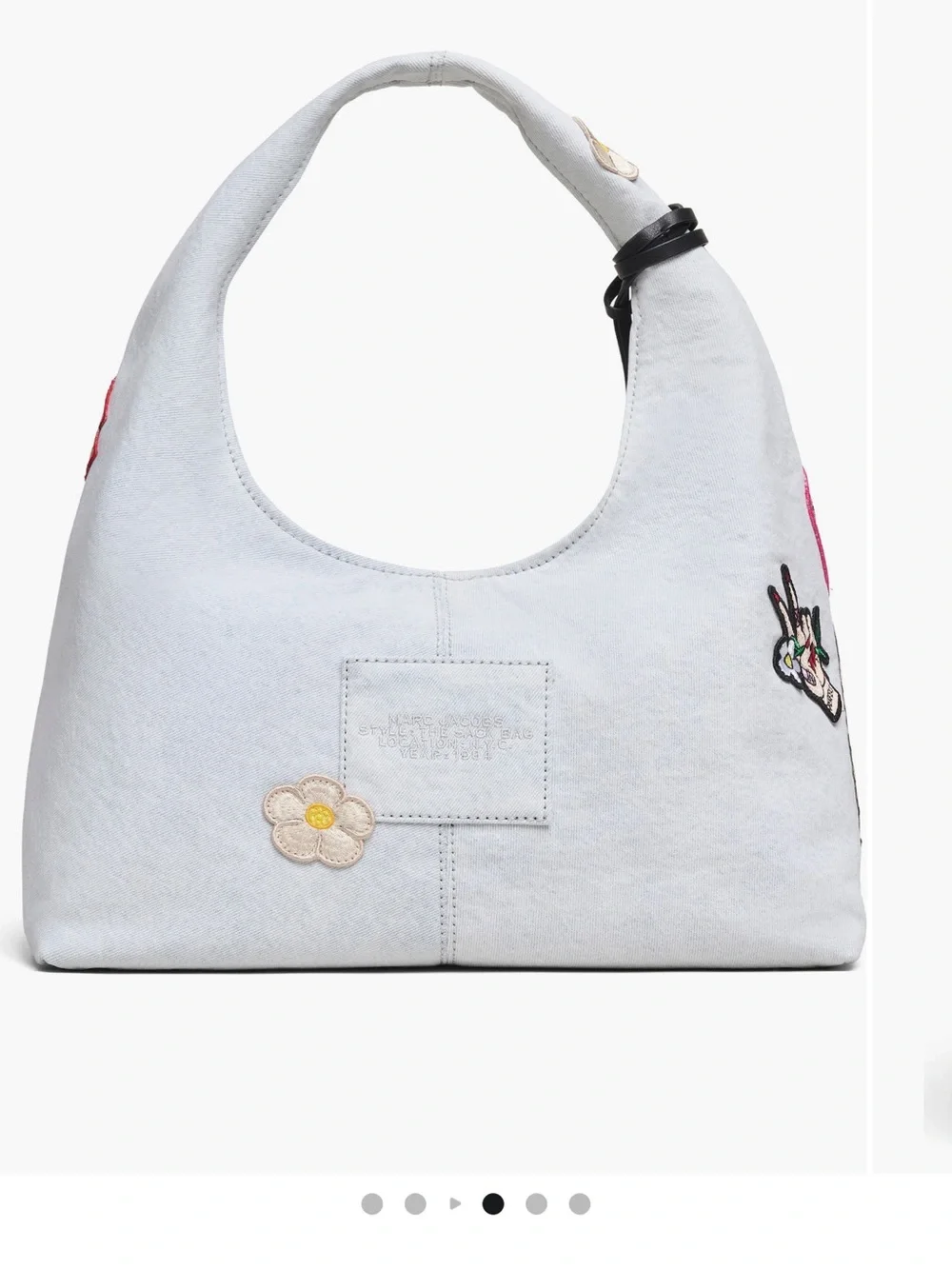 NWT Rare - Marc Jacobs Light Gray Canvas Hobo with Colorful Patchwork